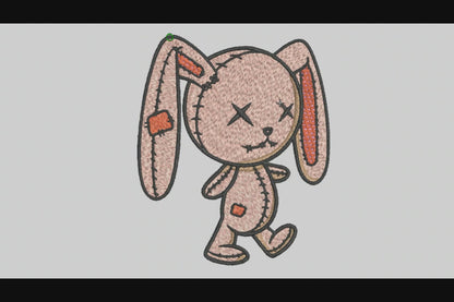 Crazy Rabbit Embroidery Designs Machine File 3 sizes Cute Rabbit Digital Embroidery File Pattern Instant Download