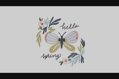 Butterfly Flower Embroidery Designs Machine File 3 sizes Butterfly Flower Digital Embroidery File Pattern Instant Download