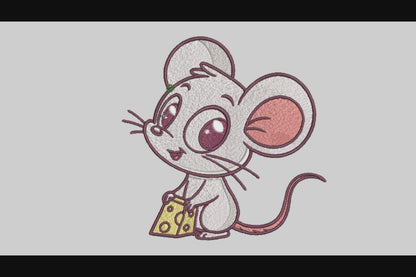 Cute Mouse Embroidery Designs Machine File 3 sizes Baby Mouse Digital Embroidery File Pattern Instant Download Mouse02