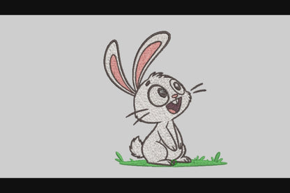 Happy Rabbit Embroidery Designs Machine File 3 sizes Cute Rabbit Digital Embroidery File Pattern Instant Download