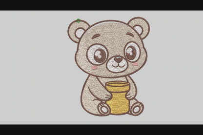 Baby Bear Embroidery Designs Machine File 3 sizes Cute Bear Digital Embroidery File Pattern Instant Download