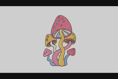 Colorful Mushrooms Embroidery Designs Machine File 3 sizes Colorful Mushrooms Digital Embroidery File Pattern Instant Download