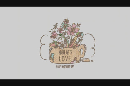 Cup Flower Embroidery Designs Machine File 3 sizes Cup Flower Digital Embroidery File Pattern Instant Download