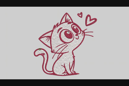Cute Cat Embroidery Designs Machine File 3 sizes Baby Cat Digital Embroidery File Pattern Instant Download Cat02