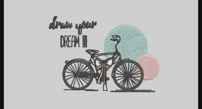 Black Bike‌ Embroidery Designs Machine File 3 sizes Black Bike‌ Digital Embroidery File Pattern Instant Download