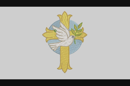 Cross Bird Embroidery Designs Machine File 3 sizes Cross Digital Embroidery File Pattern Instant Download