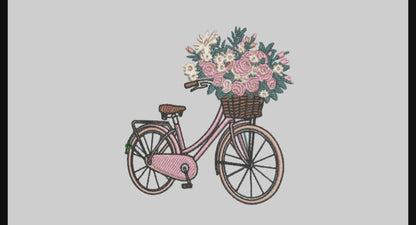 Bike Bloom Embroidery Designs Machine File 3 sizes Bike Bloom Digital Embroidery File Pattern Instant Download