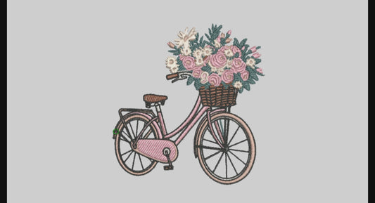 Bike Bloom Embroidery Designs Machine File 3 sizes Bike Bloom Digital Embroidery File Pattern Instant Download