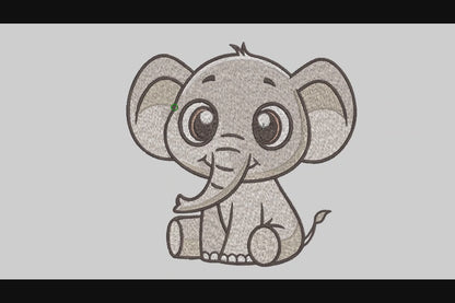 Baby Elephant Embroidery Designs Machine File 3 sizes Cute Elephant Digital Embroidery File Pattern Instant Download Baby Elephant03