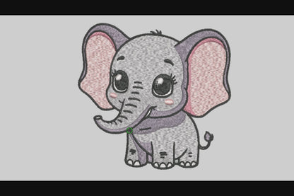 Baby Elephant Embroidery Designs Machine File 3 sizes Cute Elephant Digital Embroidery File Pattern Instant Download Baby Elephant04