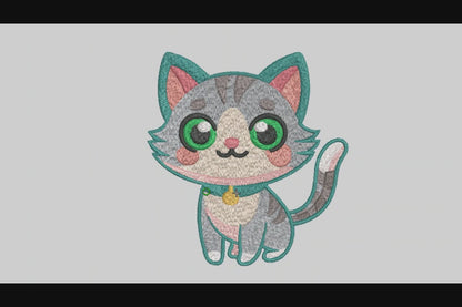 Baby Cat Embroidery Designs Machine File 3 sizes Cute Cat Digital Embroidery File Pattern Instant Download