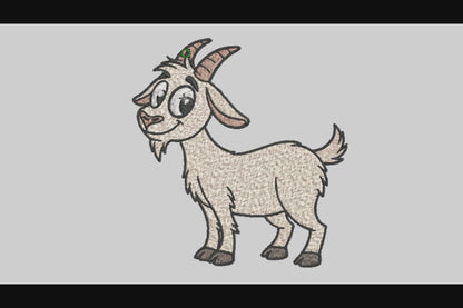 Happy Goat Embroidery Designs Machine File 3 sizes Happy Goat Digital Embroidery File Pattern Instant Download