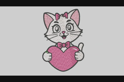 Cute Cat Embroidery Designs Machine File 3 sizes Baby Cat Digital Embroidery File Pattern Instant Download Cat04